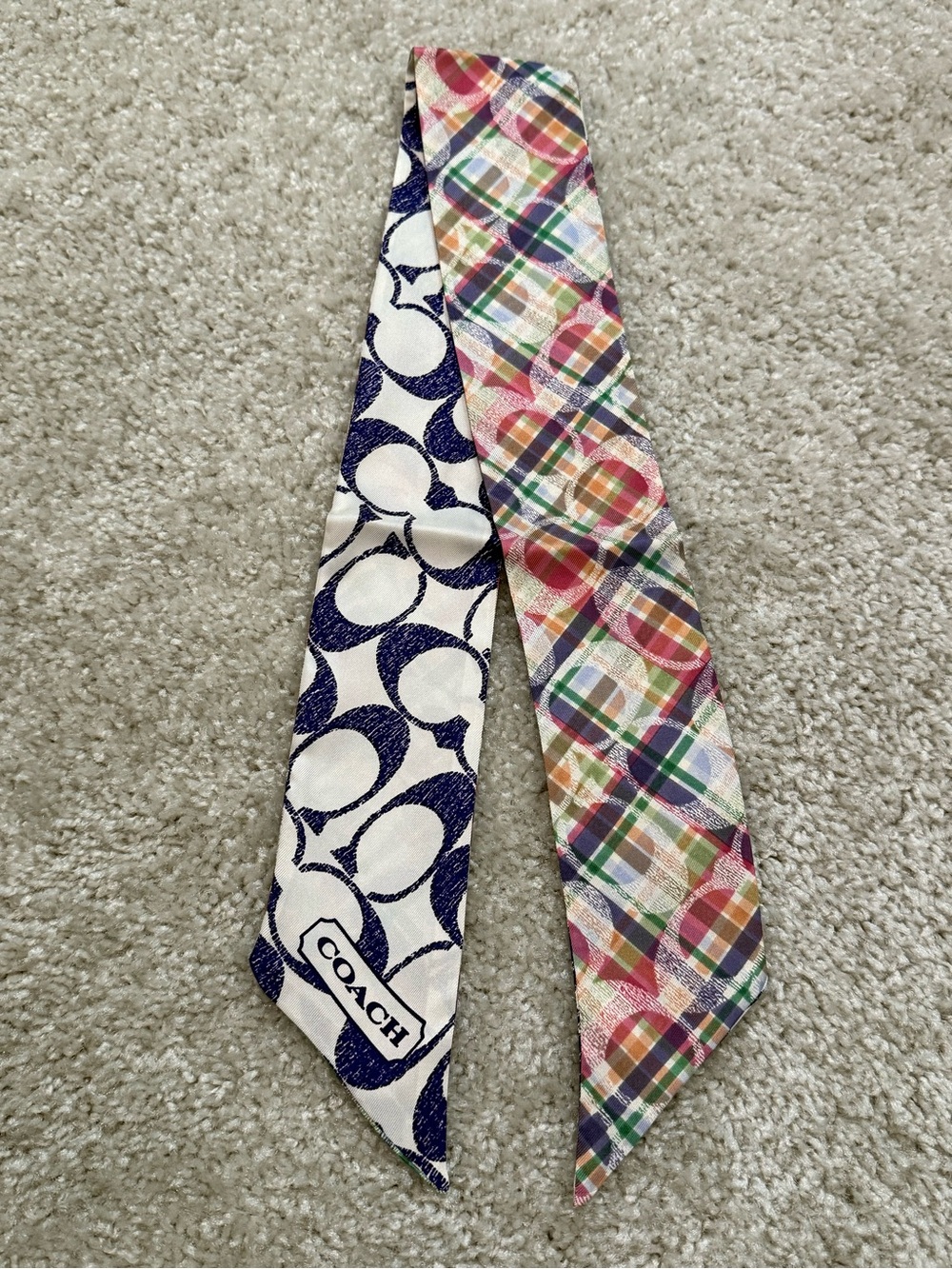 Coach Reversible Patterned Mini Scarf - Multicolor NWOT
